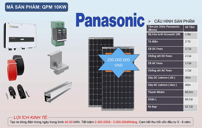 Hệ thống điện năng lượng mặt trời 10KW